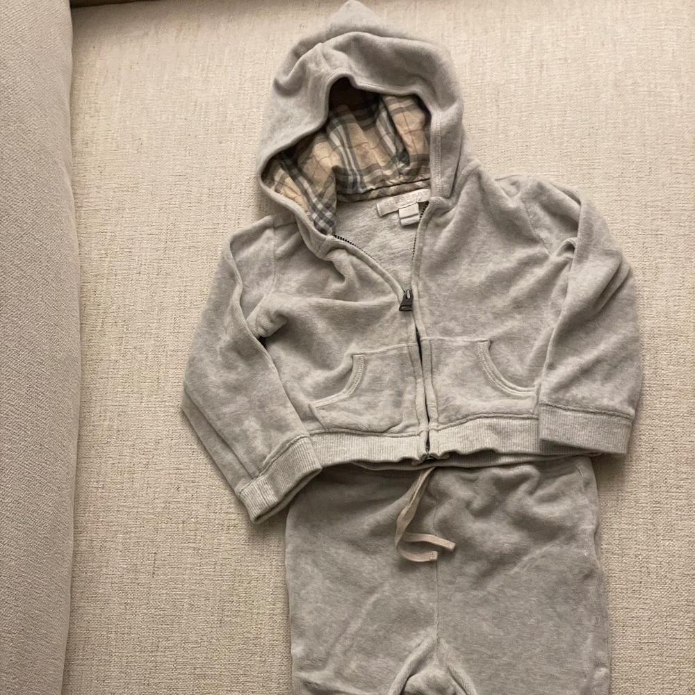 Authentic Burberry London Unisex Velour Tracksuit size 9M